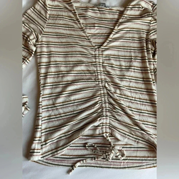 Fate by Anthropologie Striped Ruched Top 90% Cotton Size Small - Picture 3 of 5